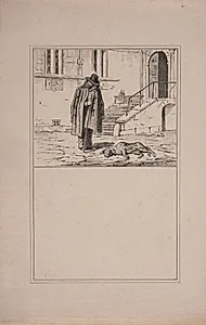 Den døde hund. Prøvetryk til Chr. Winther og M. Rørbye, "25 Billeder for små børn" by Adolph Kittendorff