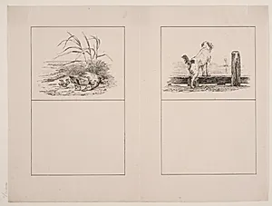Den dræbte and; Hunden ved stranden by Adolph Kittendorff