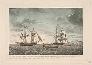 Den engelske kutterbrig Seagull efter kampen med briggen Lougen, 19. juni 1808