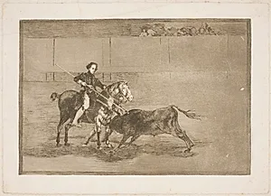 Den fejrede Pajuelera's mandige mod (i arenaen) i Saragossa by Francisco de Goya