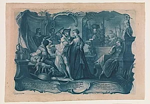 Den fortabte søn fester med skøgerne (Der verlohrne Sohns wollagtige Uppigkeit) by Johann Philip Koch