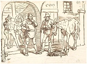 Den gamle hest føres til en romersk smedie by Wilhelm Marstrand
