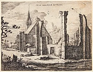 Den gamle og den nye kirke i Sloten by Roelant Roghman