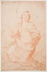 Den hellige Agnes knælende by Hendrik Krock