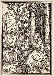 Den hellige Antonius besøger den Skt. Paul i ødemarken by Albrecht Dürer
