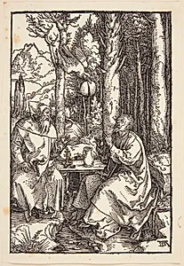 Den hellige Antonius besøger den Skt. Paul i ødemarken by Albrecht Dürer