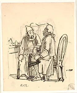 Den hellige Augustine?, hvis klæder bliver revet i af en putto by Abraham van Diepenbeeck