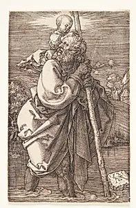 Den hellige Christophorus, ansigtet vendt mod venstre by Albrecht Dürer