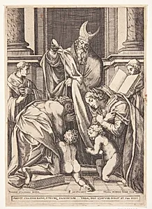Den Hellige Eustacius døbes by Diana Scultori