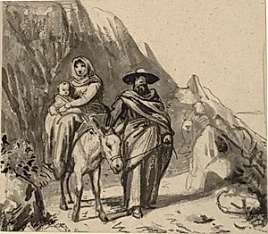 Den Hellige Familie, i mellem klipper på vej til Ægypten by Wilhelm Marstrand