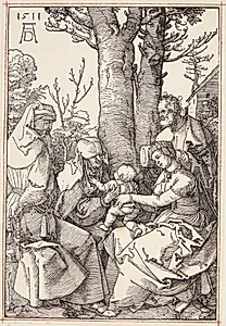 Den hellige familie med Joakim og Anna by Albrecht Dürer