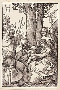 Den hellige familie med Joakim og Anna by Albrecht Dürer