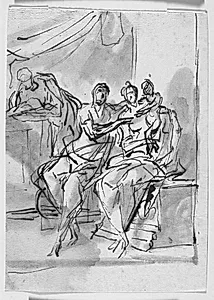 Den hellige familie med Sankt Katarina af Alexandria by Domenico Gargiulo