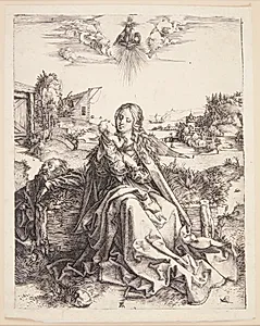 Den hellige familie med sommerfuglen by Albrecht Dürer