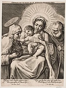 Den Hellige Familie og Sankt Clara by Simon de Pas
