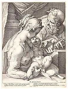 Den hellige familie by Hendrick Goltzius