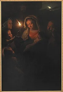 Den hellige familie by Godfried Schalcken