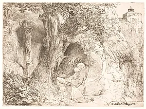 Den hellige Frants, bedende ved et træ by Rembrandt van Rijn