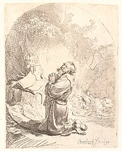 Den hellige Hieronymus i bøn by Rembrandt van Rijn