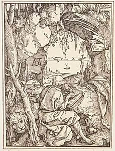 Den hellige Hieronymus i grotten by Ubekendt