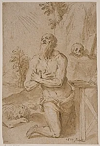 Den hellige Hieronymus i ørkenen by Jacopo Palma (il Giovane)