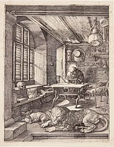 Den hellige Hieronymus i sit kammer by Albrecht Dürer