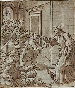 Den hellige Laurentius helbreder de blinde by Giovanni Battista Pozzi