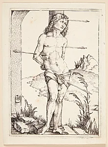 Den Hellige Sebastian, bundet til en søjle by Albrecht Dürer