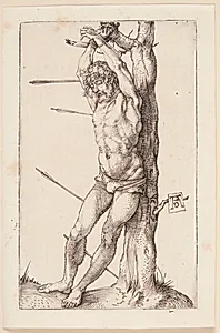 Den Hellige Sebastian, bundet til et træ by Albrecht Dürer