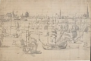 Den hollandske flåde på Københavns Red 1658 by Willem I van de Velde