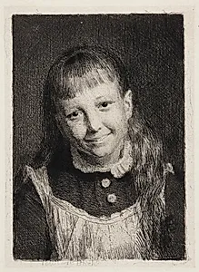 Den leende pige. Portræt af Ida Alma Bloch by Carl Bloch