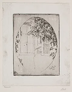 Den lille pige i det åbne vindue by Carl Bloch