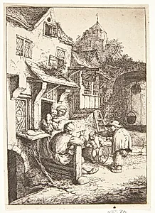 Den pukkelryggede fiolspiller by Adriaen van Ostade