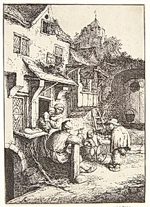 Den pukkelryggede fiolspiller by Adriaen van Ostade