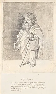 Den romerske dværg Francesco Ravai, kaldet Bajocco. Hel figur, trekvart profil mod venstre by Jens Juel