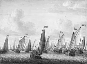 Den såkaldte admiral-sejling på floden Amstel by Abraham Storck
