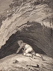 Den slagne Niels Klim kryber ind i hulen by J.F. Clemens