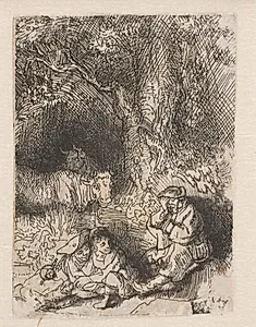 Den sovende hyrde by Rembrandt van Rijn