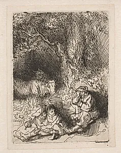 Den sovende hyrde by Rembrandt van Rijn