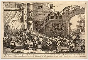 Den straf der blev tildelt Lemuel Gulliver by William Hogarth
