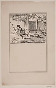 Den tapre helt. Prøvetryk til Chr. Winther og M. Rørbye, "25 Billeder for små børn" by Adolph Kittendorff