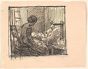 Der sad en Moder hos sit lille Barn... by Fritz Syberg