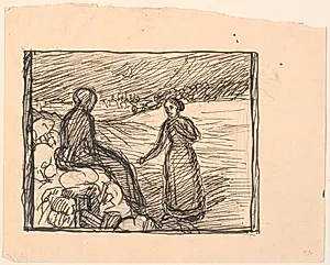 Der ude i Sneen sad en Kone i lange sorte Klæder... by Fritz Syberg