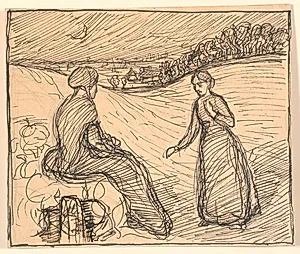 Der ude i Sneen sad en Kone i lange sorte Klæder... by Fritz Syberg