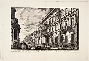 Det Franske Akademi i Palazzo Salviati-Mancini på Corso'en, Rom, grundlagt af Louis XIV, konge af Frankring, for franske studerende i maler-, skulptur- og bygningskunst by Giovanni Battista Piranesi