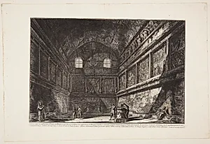 Det indre af det såkaldte Bacchus-templel, nu kirken San Urbano, udenfor Rom by Giovanni Battista Piranesi