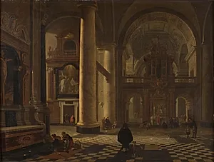 Det indre af en katolsk kirke by Gerard Houckgeest