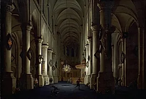 Det indre af en kirke by Daniël de Blieck