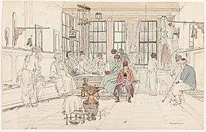 Det indre af en tyrkisk café by Martinus Rørbye
