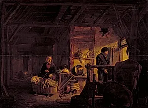 Det indre af et bondehus by Govert Dircksz. Camphuysen